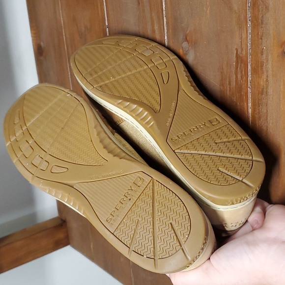 Gold & Leather Sperry Top Siders - Picture 7 of 9